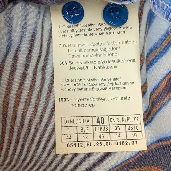 BIANCA of Germany Blue Tropical Print Silk Blend Waist Drawstring Tunic - Picture 4 of 11